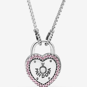 Pink stone Pandora locket necklace
